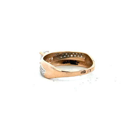 14ct gold ring in size P with a smooth band, unbranded jewelry piece displayed on a white background.