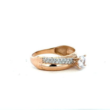 14ct gold ring size P with a smooth band, unbranded, featuring a polished finish and classic design.