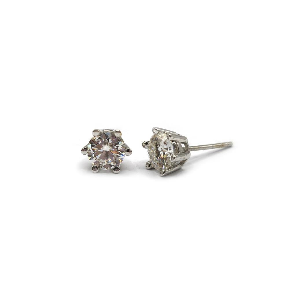 14ct white gold diamond earrings with a sleek design, weighing 2.2 grams, featuring sparkling diamonds.