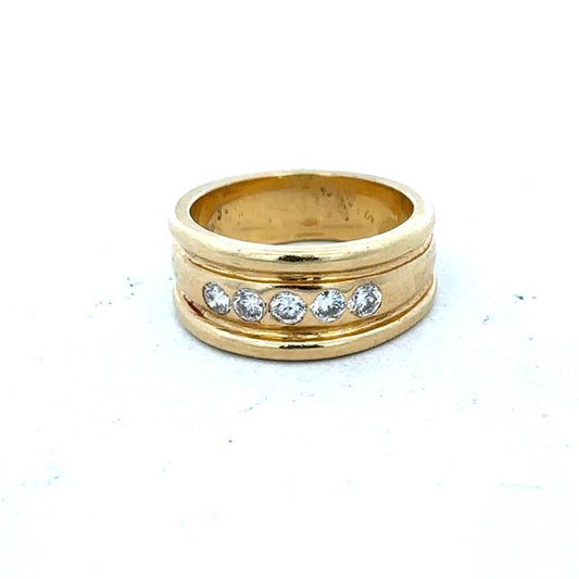 14ct yellow gold diamond ring in size J1/2, featuring a sparkling diamond setting on a sleek unbranded band.