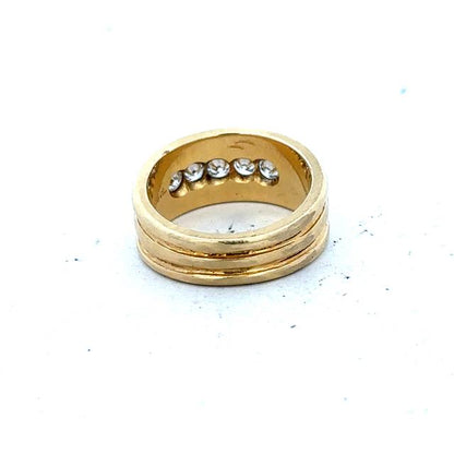 14ct yellow gold diamond ring in size J 1/2, featuring sparkling diamonds and a classic design.