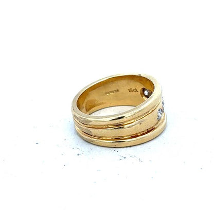 14ct yellow gold diamond ring in size J1/2, featuring a polished band with sparkling diamonds, unbranded jewelry.