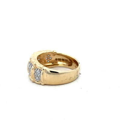 14ct yellow gold diamond ring size K1/2 with sparkling diamonds, unbranded jewelry showcasing elegant craftsmanship.