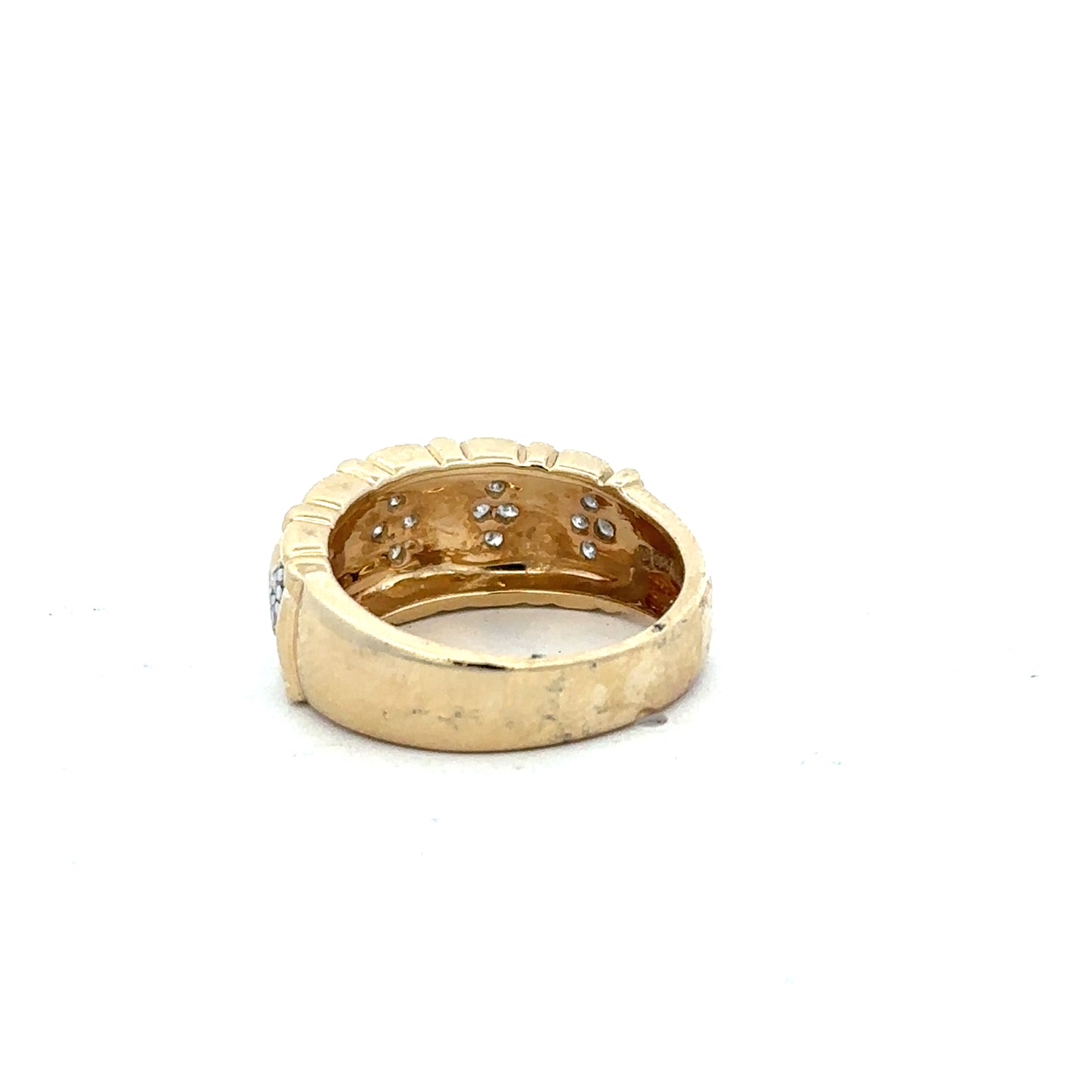 14ct yellow gold diamond ring size K1/2, unbranded, featuring a sparkling diamond setting and classic band design.
