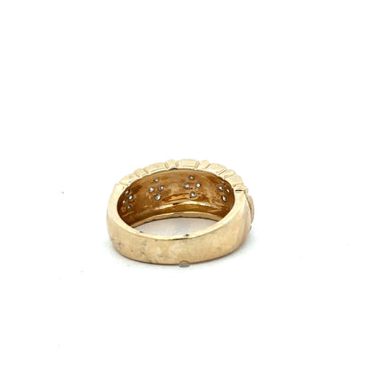 14ct yellow gold diamond ring in size K1/2 with sparkling diamonds, unbranded jewelry displayed on a neutral background.