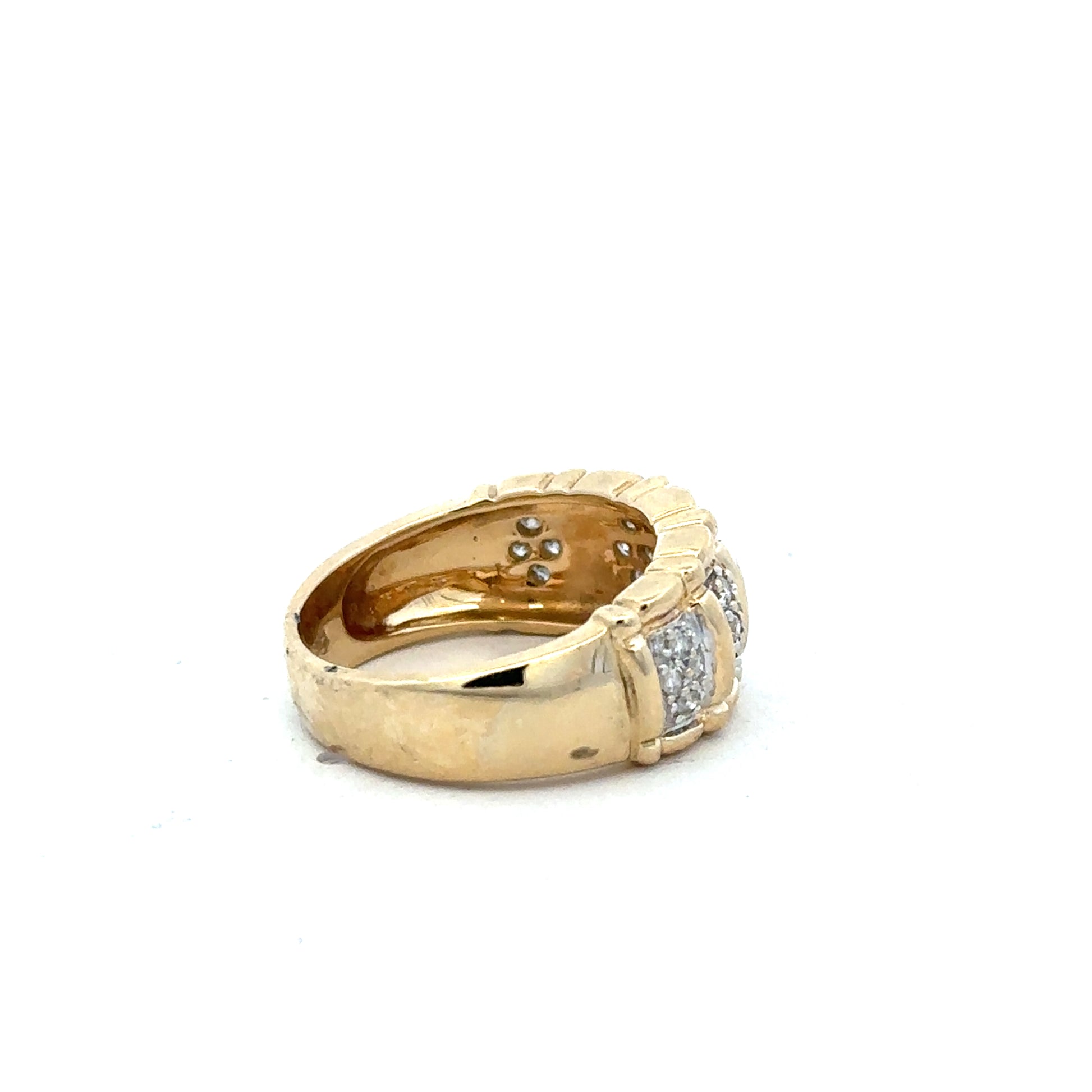 14ct yellow gold diamond ring size K1/2, elegant unbranded jewelry with sparkling diamonds and classic design.
