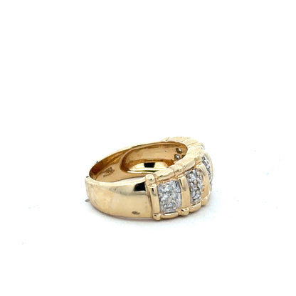 14ct yellow gold diamond ring in size K1/2, featuring a simple, elegant design with sparkling diamonds on a polished band.