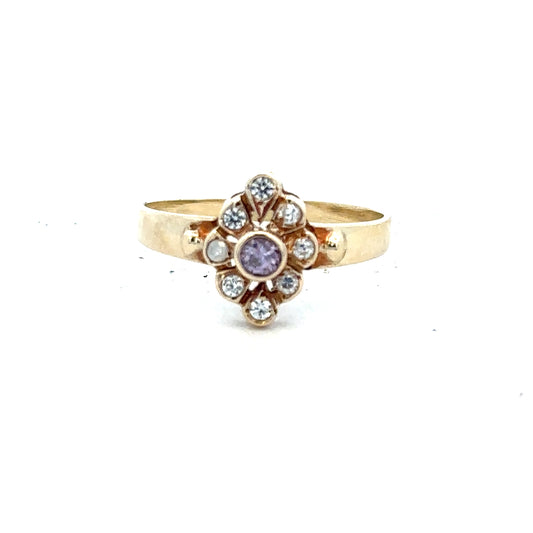 14ct yellow gold diamond ring in size L, featuring a sparkling diamond setting, unbranded jewelry piece.