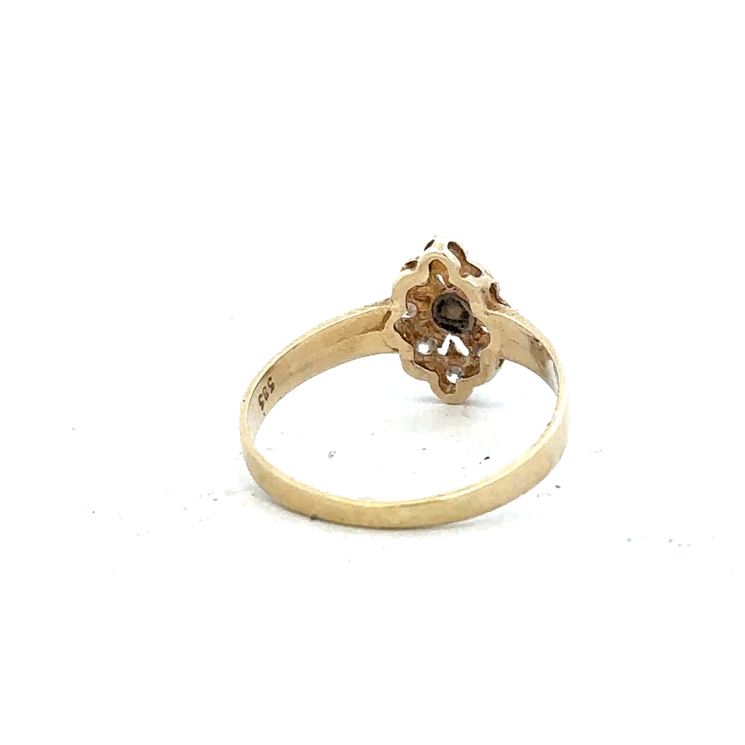 14ct yellow gold diamond ring in size L with sparkling diamonds, unbranded jewelry piece with elegant design.