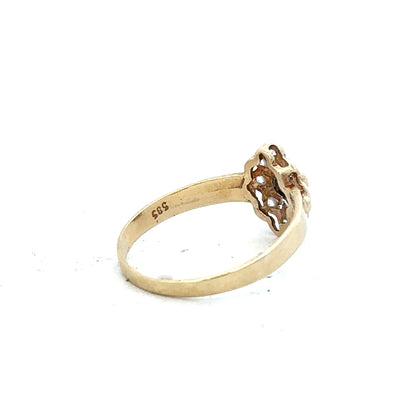 14ct yellow gold diamond ring in size L with sparkling diamonds, unbranded, showcasing elegant jewelry design.