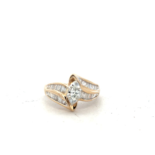 14ct yellow gold diamond ring in size L 1/2 with sparkling diamonds, showcasing elegant craftsmanship and shiny gold finish.