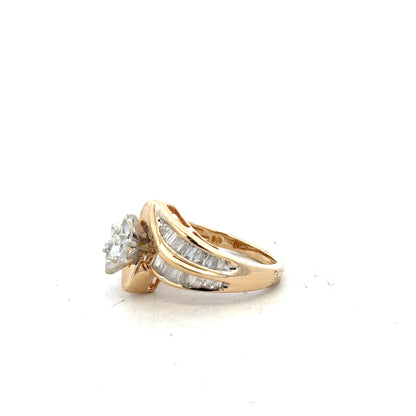 14ct yellow gold diamond ring size L1/2 with sparkling diamonds, showcasing elegant jewelry design and craftsmanship.