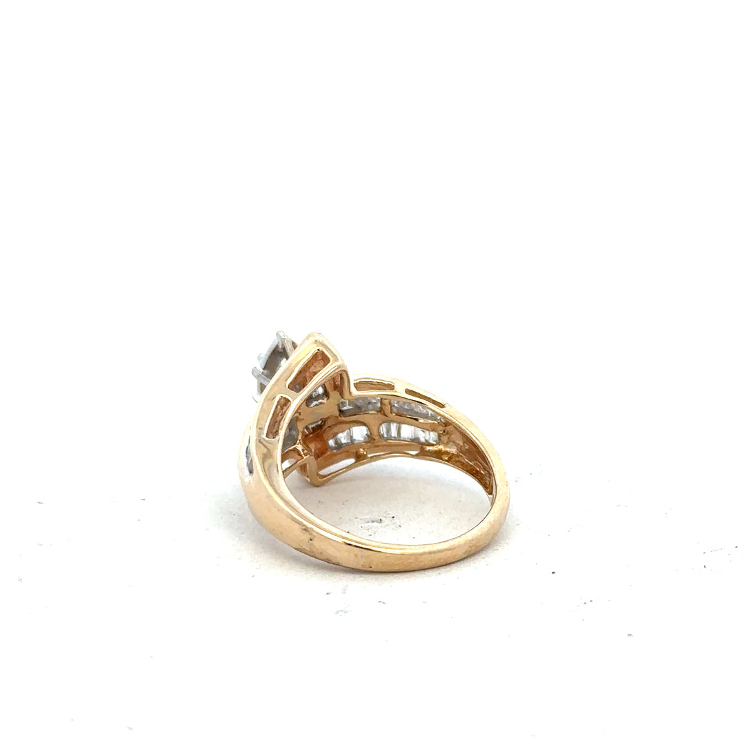 14ct yellow gold diamond ring in size L1/2, featuring a delicate band and sparkling diamonds, unbranded jewelry accessory.