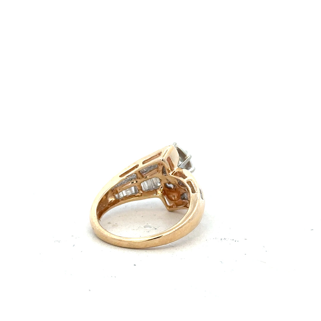 14ct yellow gold diamond ring in size L1/2 with sparkling diamonds, showcasing elegant craftsmanship and a classic design.