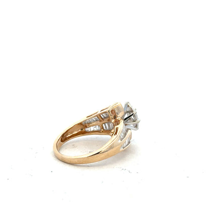 14ct yellow gold diamond ring in size L 1/2 with sparkling diamonds, featuring a classic design and unbranded craftsmanship.
