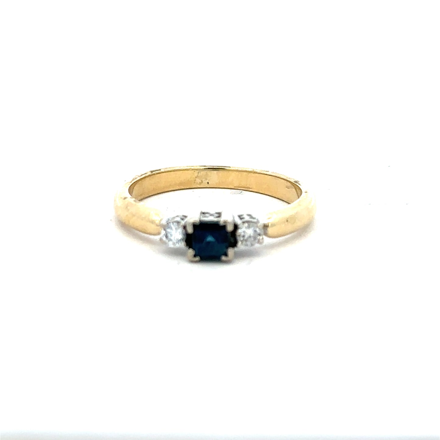 14ct yellow gold diamond ring in size M, featuring a sleek band with sparkling diamonds, unbranded jewelry accessory.