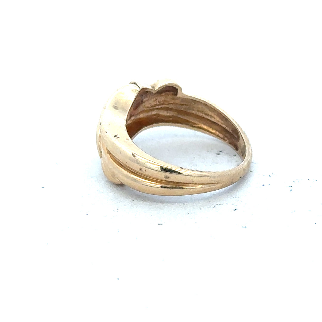 14ct yellow gold diamond ring in size M, featuring a sparkling central diamond setting and a polished band.