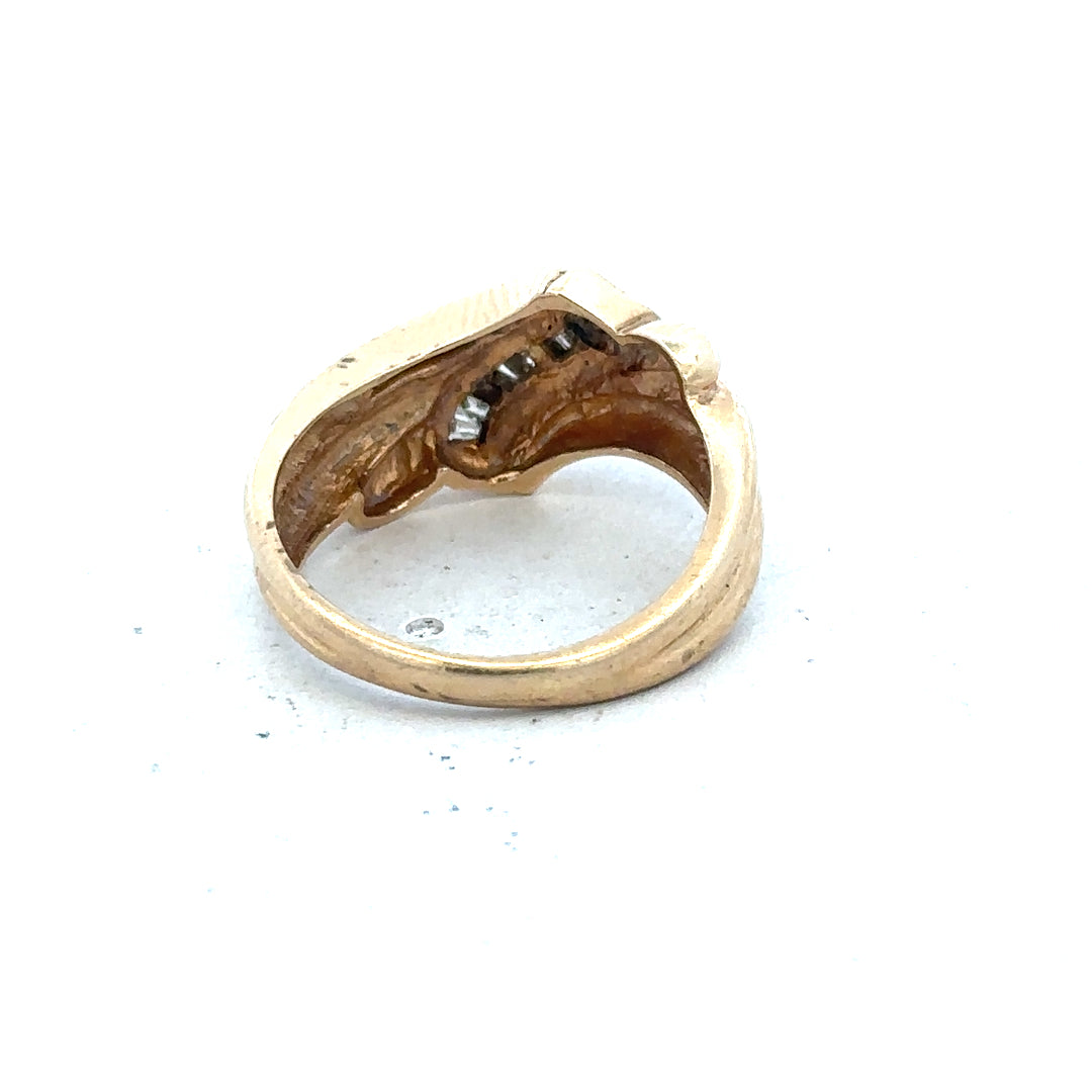 14ct yellow gold diamond ring in size M with a sparkling central diamond, unbranded jewelry piece.