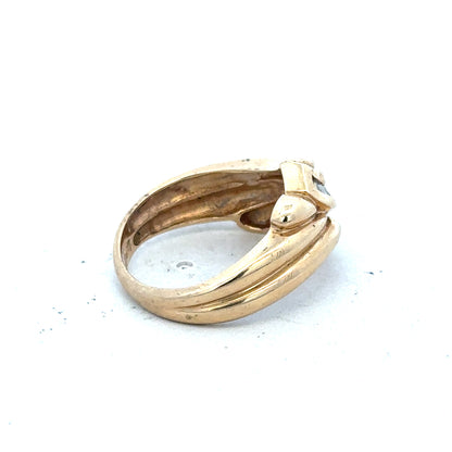 14ct yellow gold diamond ring in size M with a polished band and sparkling diamond accent, unbranded jewelry.