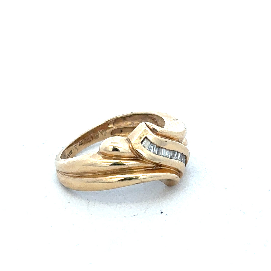 14ct yellow gold diamond ring in size M with a sparkling diamond setting, unbranded jewelry for elegant wear.