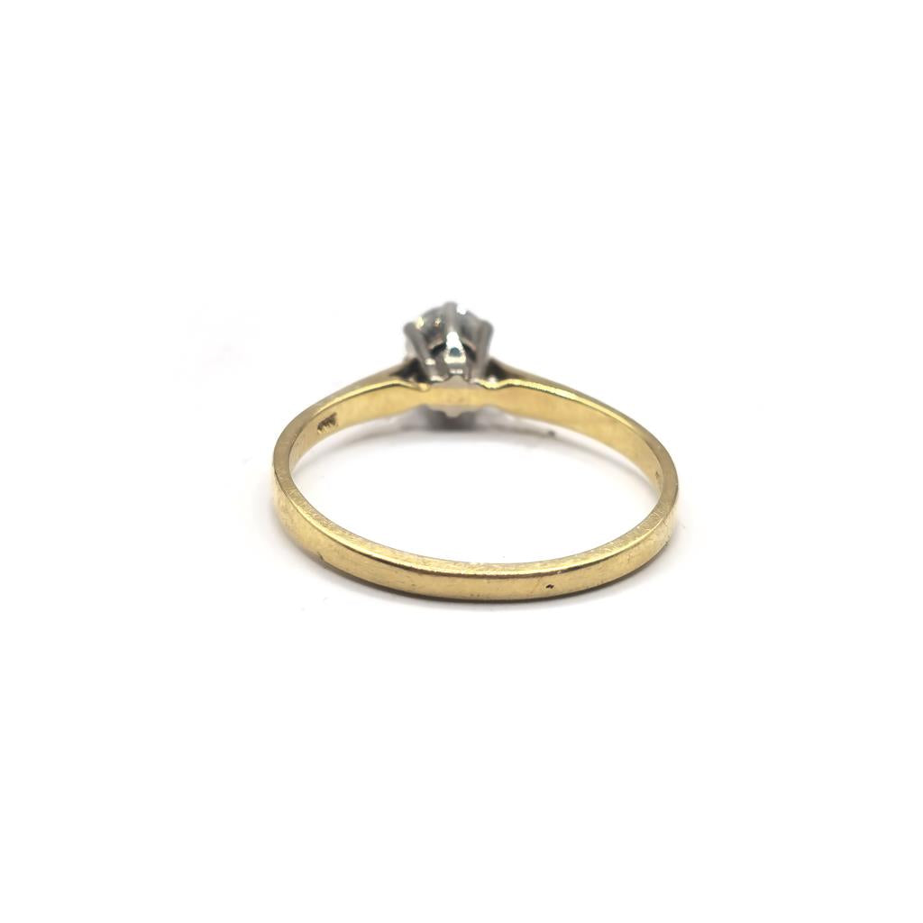 14ct yellow gold diamond ring in size P with sparkling diamonds, unbranded jewelry piece with elegant design.