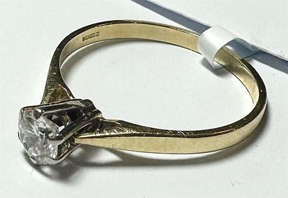 14ct yellow gold diamond ring in size P with sparkling diamonds, unbranded jewelry showcasing elegant craftsmanship.