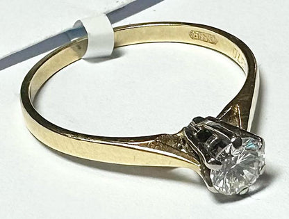 14ct yellow gold diamond ring in size P with sparkling diamonds, unbranded jewelry piece with elegant design.