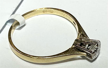 14ct yellow gold diamond ring in size P, featuring a sparkling diamond setting and elegant band design.