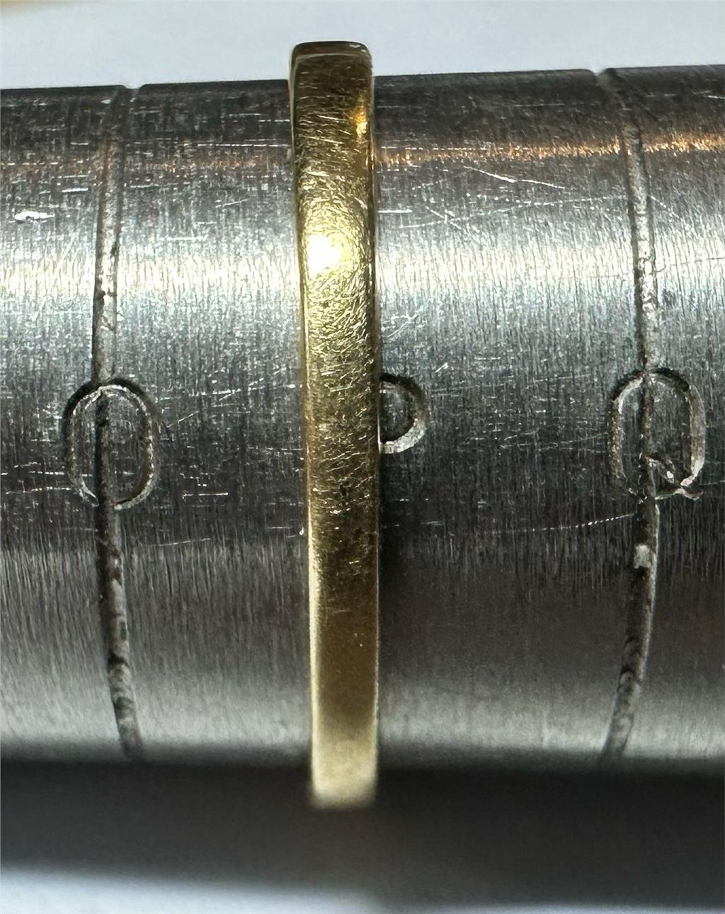 14ct yellow gold diamond ring, size P, featuring a sparkling diamond setting, unbranded jewelry accessory.
