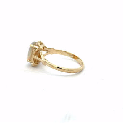 14ct yellow gold opal ring in size N featuring a vibrant opal gemstone set in a sleek gold band.