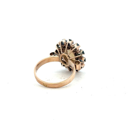 14ct yellow gold ring in size M with a smooth band, unbranded jewelry piece displayed on a neutral background.