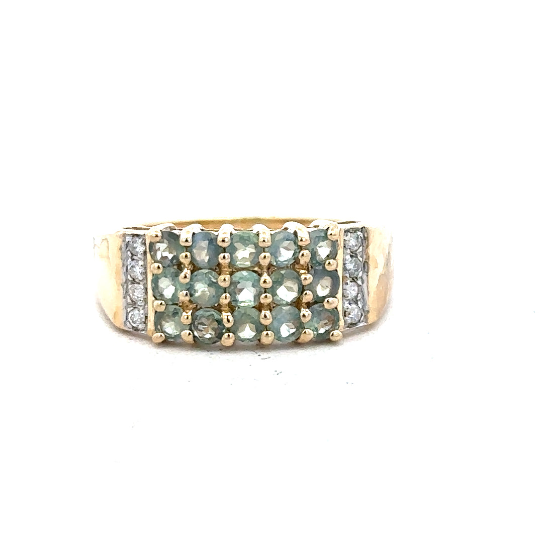 14ct yellow gold ring in size P with a smooth polished finish, unbranded jewelry shown against a neutral background.