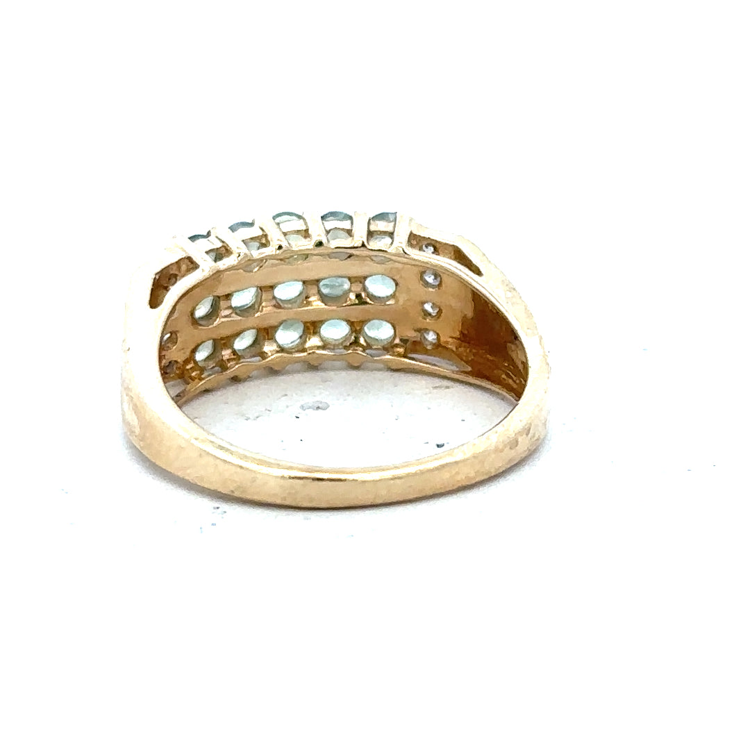 14ct yellow gold ring in size P with a smooth band, unbranded, showcasing its shiny, polished finish.