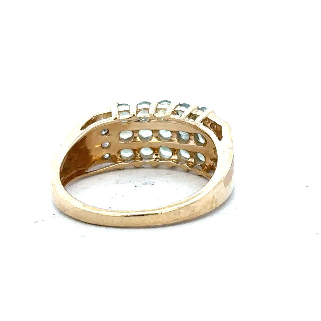 14ct yellow gold ring in size P with a smooth band, unbranded, showcasing its elegant and polished finish.