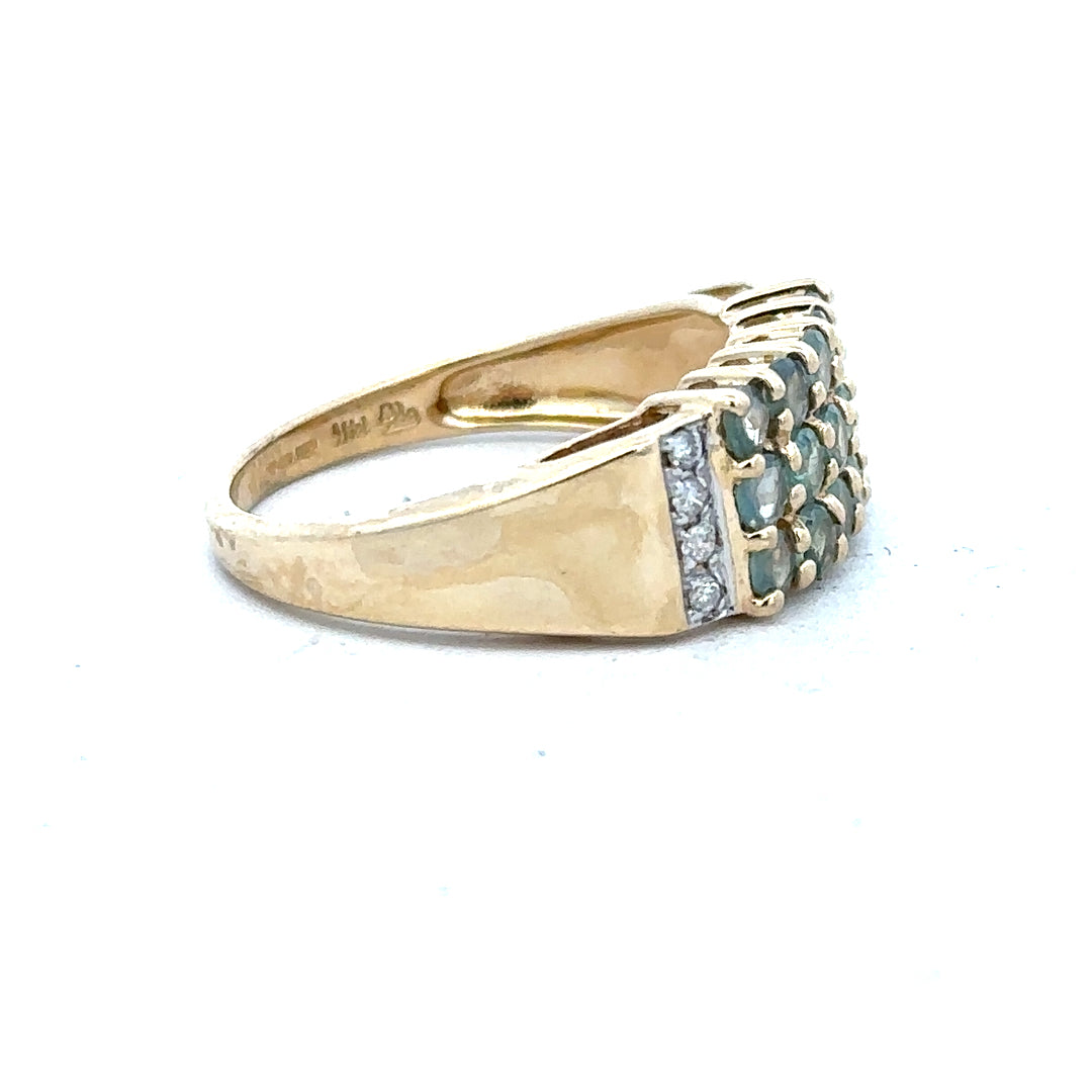 14ct yellow gold ring in size P, unbranded, showcasing a smooth band and shiny finish.