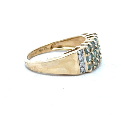 14ct yellow gold ring in size P, unbranded, showcasing a smooth band and shiny finish.