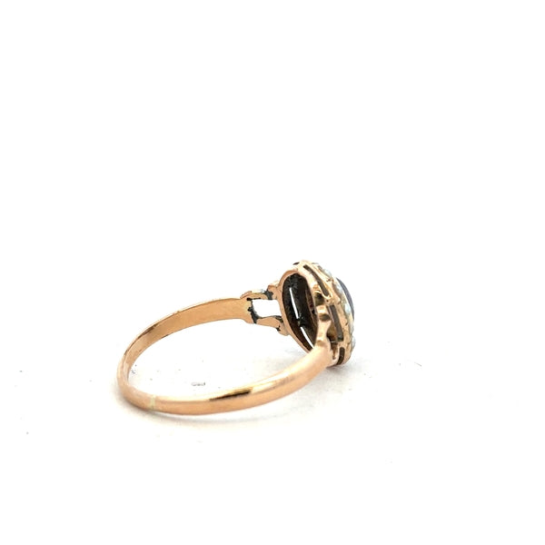 14ct yellow gold ring in size T with a smooth band, unbranded, shiny finish, shown on a white background.