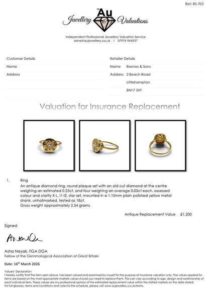 Antique 18ct yellow gold diamond ring with intricate design, unbranded, featuring sparkling diamonds and vintage craftsmanship.