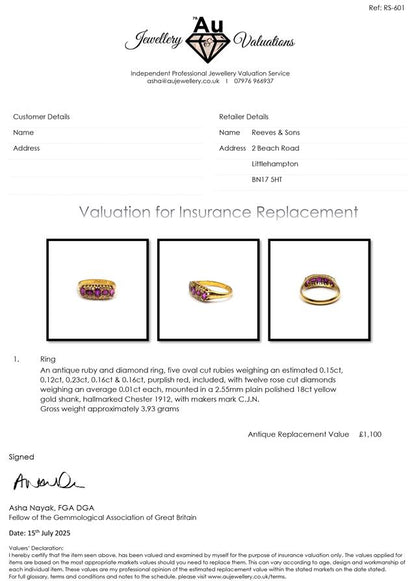 18ct ruby and diamond ring featuring a central ruby surrounded by sparkling diamonds, unbranded jewelry piece.