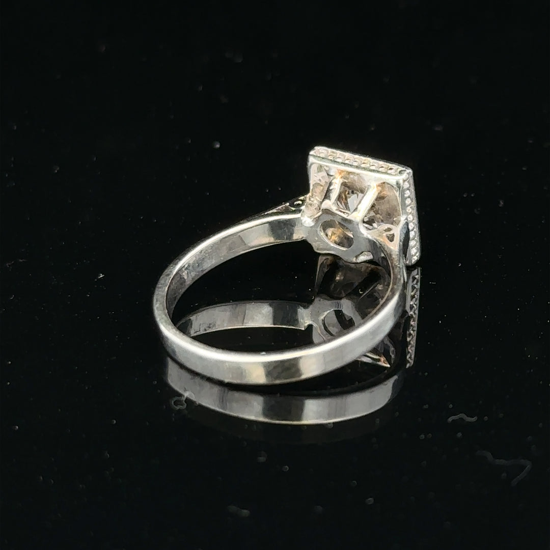 18ct white gold diamond ring with 0.89ct diamonds, size L, 3.9g, unbranded jewelry, close-up of the elegant ring design.