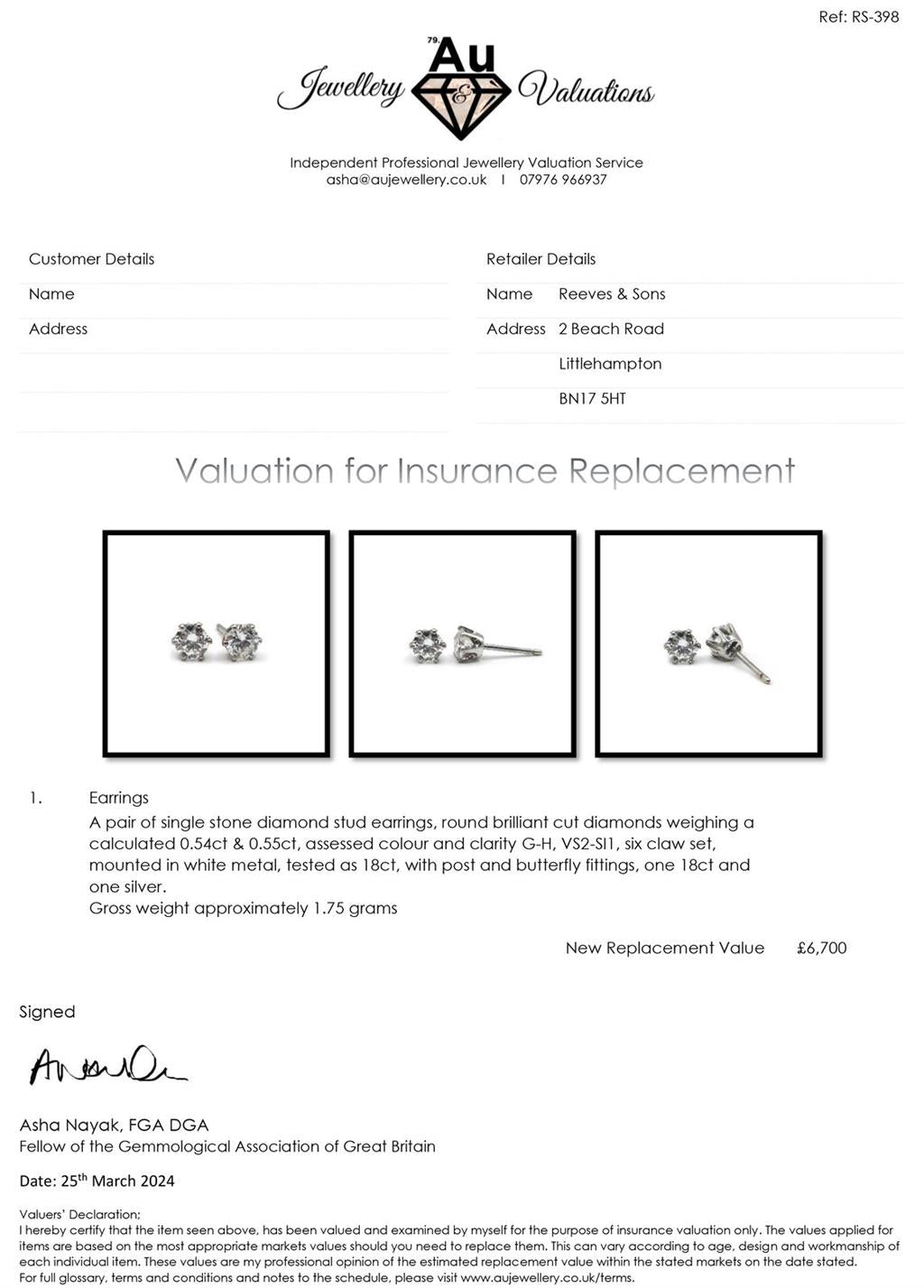 18ct white gold diamond stud earrings with a 1.09 carat single stone, featuring a classic and elegant design.