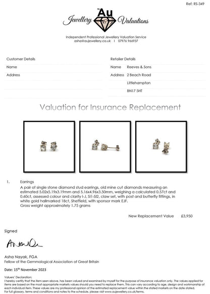 18ct white gold diamond earrings featuring 1.17 carats of sparkling diamonds, elegant and classic jewelry accessory.