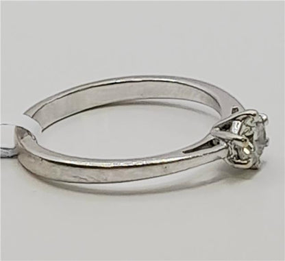 18ct white gold diamond ring in size I 1/2, featuring sparkling diamonds and a sleek band design.