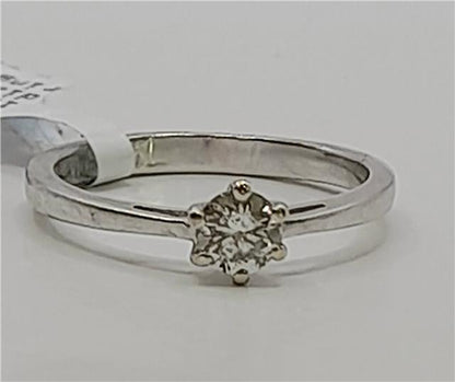 18ct white gold diamond ring in size I 1/2, featuring a sparkling diamond setting and a sleek, elegant design.
