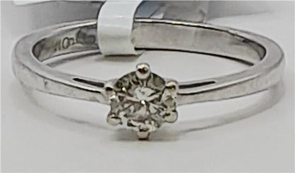 18ct white gold diamond ring in size I 1/2, featuring sparkling diamonds on a sleek, elegant band.