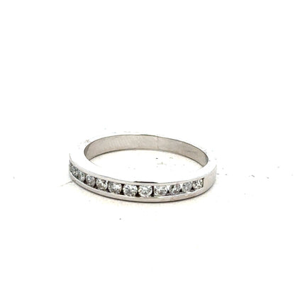 18ct white gold diamond ring in size J with sparkling diamonds, displayed on a neutral background.