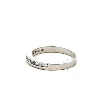 18ct white gold diamond ring in size J, featuring a sparkling diamond setting and elegant design.