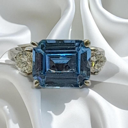 18ct white gold diamond ring in size M with sparkling diamonds, showcased on a neutral background.