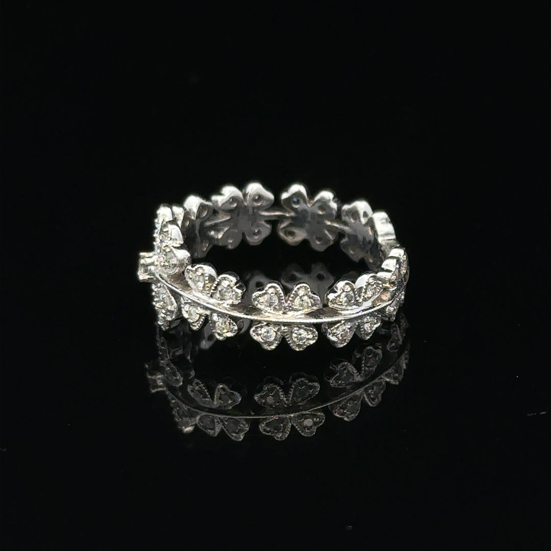 18ct white gold diamond ring in size N with a sparkling central diamond and a sleek, elegant band.