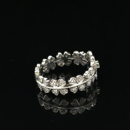 18ct white gold diamond ring in size N, elegant jewelry with sparkling diamonds on a sleek band.